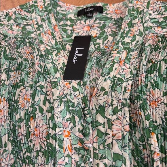 NEW Lulus Green Floral Long Sleeve Dress | Size L | NWT - Picture 8 of 9